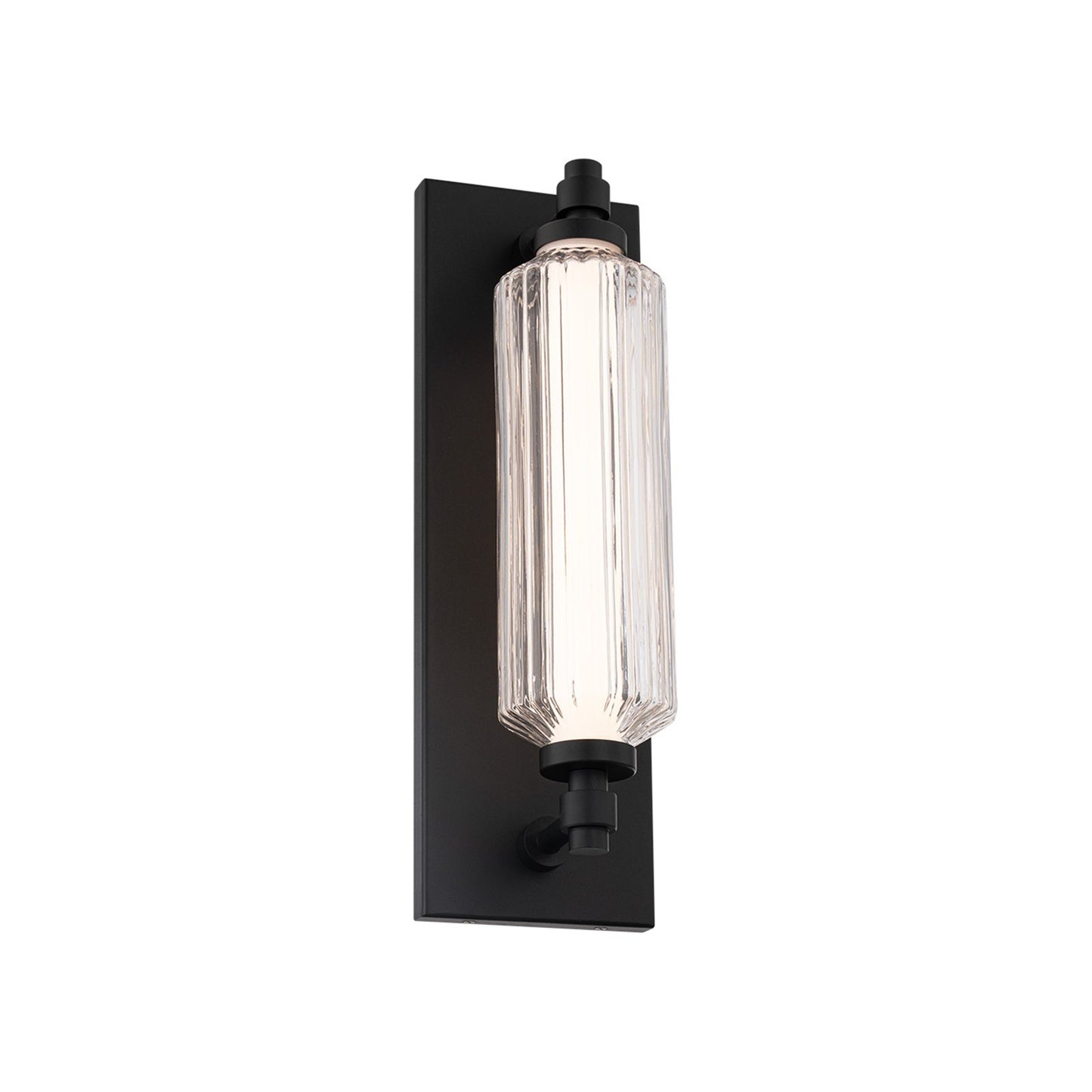 WAC dweLED Portos 1 Light 18" Outdoor Wall Light, Black/Clear