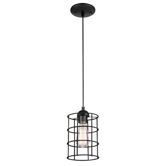 Westinghouse 1-Light Mini Pendant | Oil Rubbed Bronze and Metal Cage Shade | Kitchen Island & Dining Room | 6 x 6 x 9 in | Model 6100600