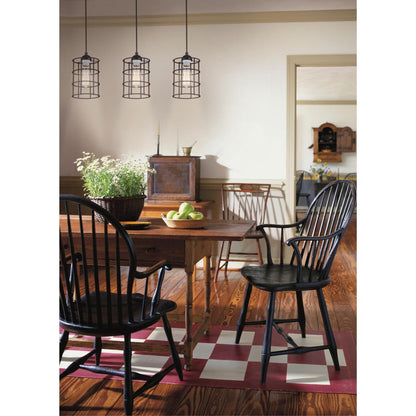 Westinghouse 1-Light Mini Pendant | Oil Rubbed Bronze and Metal Cage Shade | Kitchen Island & Dining Room | 6 x 6 x 9 in | Model 6100600