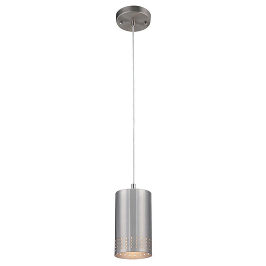 Westinghouse Phelps 8in 1-Light Pendant | Contemporary Brushed Nickel and Metal Shade | Kitchen Island | 5 x 5 x 8.5 in | Model 6101200