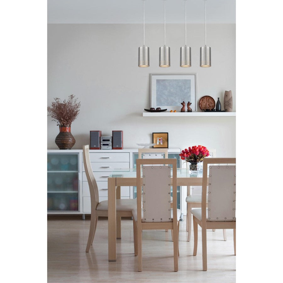 Westinghouse Phelps 8in 1-Light Pendant | Contemporary Brushed Nickel and Metal Shade | Kitchen Island | 5 x 5 x 8.5 in | Model 6101200