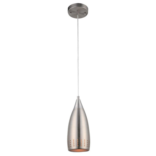 Westinghouse Percy 12in 1-Light Pendant | Contemporary Brushed Nickel and Metal Shade | Kitchen Island & Dining Room | 5 x 5 x 12 in | Model 6101300