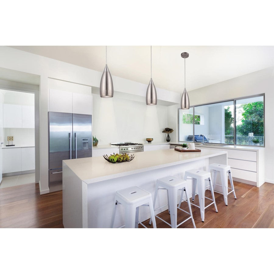 Westinghouse Percy 12in 1-Light Pendant | Contemporary Brushed Nickel and Metal Shade | Kitchen Island & Dining Room | 5 x 5 x 12 in | Model 6101300