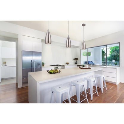 Westinghouse Percy 12in 1-Light Pendant | Contemporary Brushed Nickel and Metal Shade | Kitchen Island & Dining Room | 5 x 5 x 12 in | Model 6101300