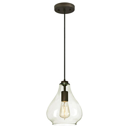 Westinghouse Wes 10in 1-Light Pendant | Traditional Oil Rubbed Bronze and Clear Glass | Kitchen Island & Dining Room | Model 6102600
