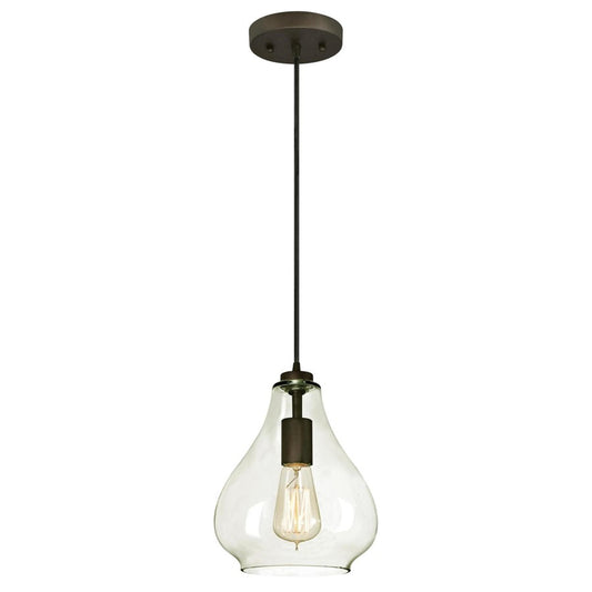 Westinghouse Wes 10in 1-Light Pendant | Traditional Oil Rubbed Bronze and Clear Glass | Kitchen Island & Dining Room | Model 6102600