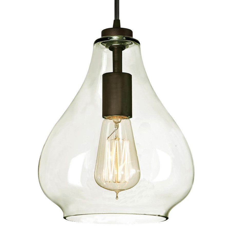 Westinghouse Wes 10in 1-Light Pendant | Traditional Oil Rubbed Bronze and Clear Glass | Kitchen Island & Dining Room | Model 6102600