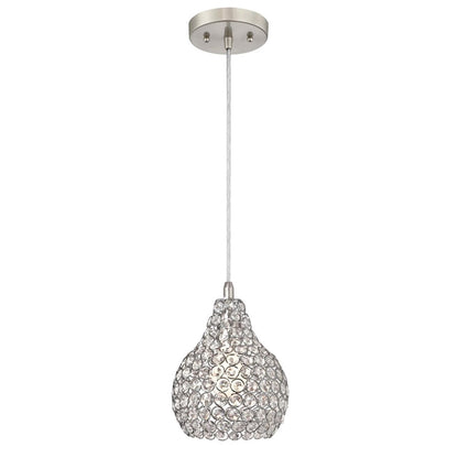 Westinghouse Kelcie 10in 1-Light Pendant | Contemporary Brushed Nickel and Crystal Jewel Shade | Dining Room & Living Room | Model 6103700