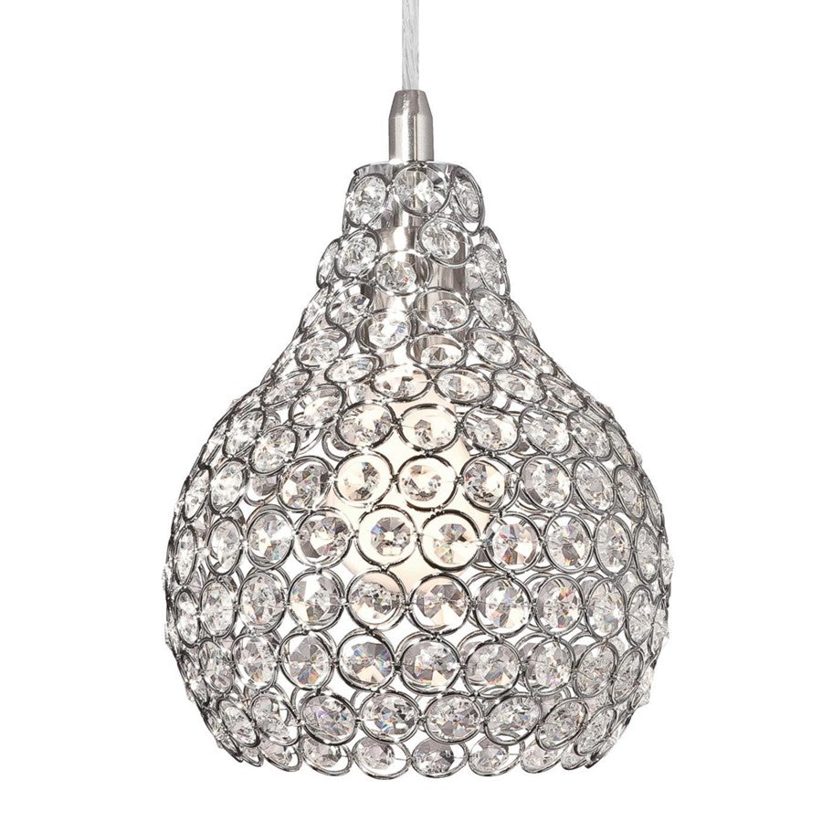 Westinghouse Kelcie 10in 1-Light Pendant | Contemporary Brushed Nickel and Crystal Jewel Shade | Dining Room & Living Room | Model 6103700