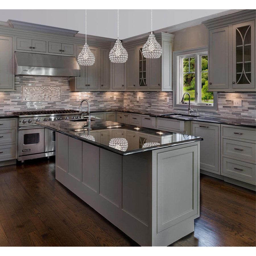 Westinghouse Kelcie 10in 1-Light Pendant | Contemporary Brushed Nickel and Crystal Jewel Shade | Dining Room & Living Room | Model 6103700