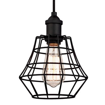 Westinghouse Nathaniel 9in 1-Light Mini Pendant | Vintage Matte Black and Cage Shade | Kitchen Island & Dining Room | Model 6105300