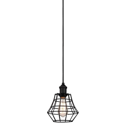 Westinghouse Nathaniel 9in 1-Light Mini Pendant | Vintage Matte Black and Cage Shade | Kitchen Island & Dining Room | Model 6105300