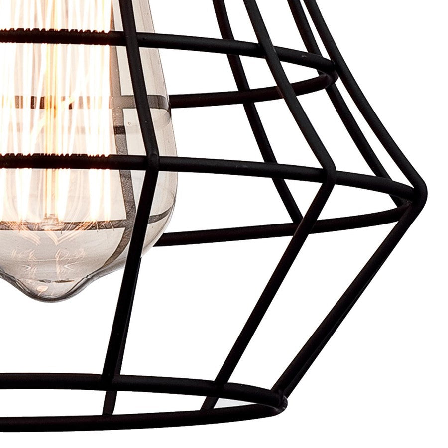 Westinghouse Nathaniel 9in 1-Light Mini Pendant | Vintage Matte Black and Cage Shade | Kitchen Island & Dining Room | Model 6105300