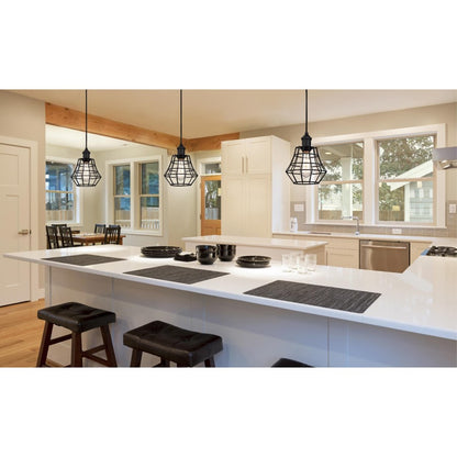 Westinghouse Nathaniel 9in 1-Light Mini Pendant | Vintage Matte Black and Cage Shade | Kitchen Island & Dining Room | Model 6105300