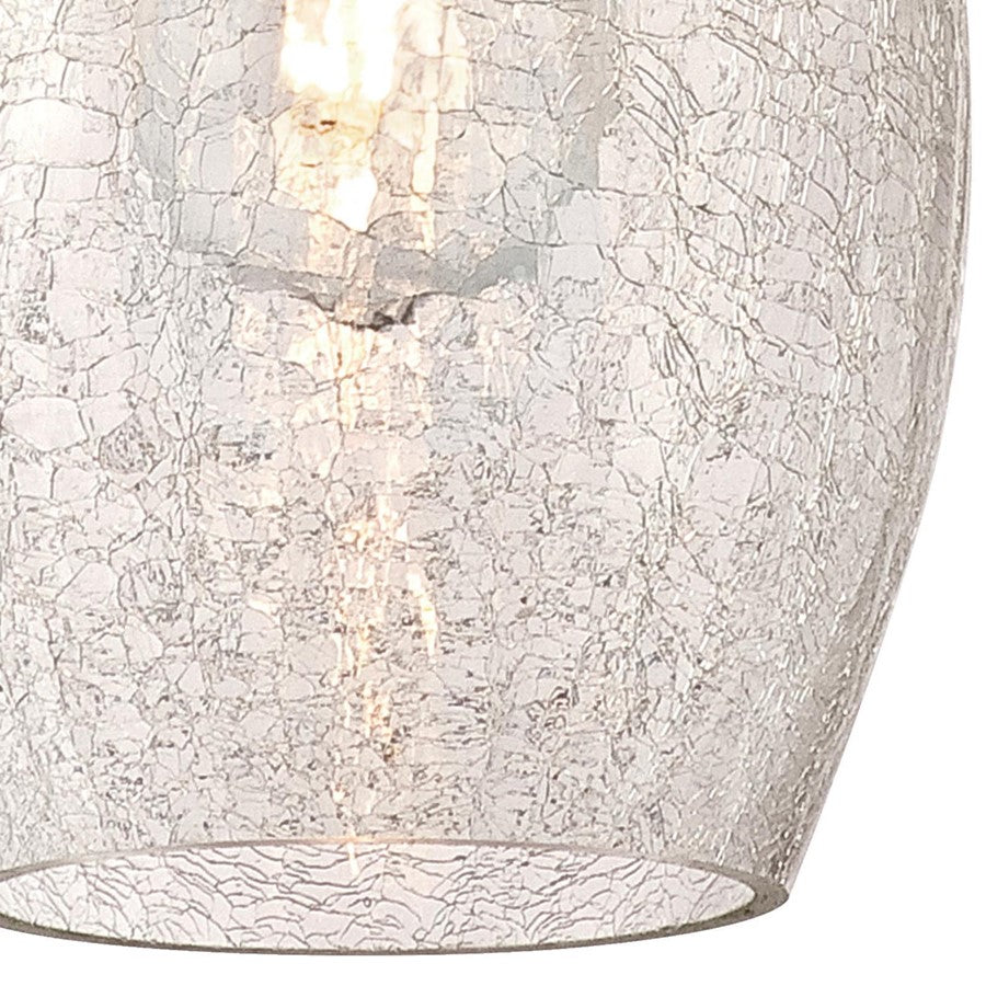 Westinghouse Carsley 11in 1-Light Mini Pendant | Contemporary Brushed Nickel and Clear Crackle Glass | Kitchen Island & Dining Room | Model 6105700