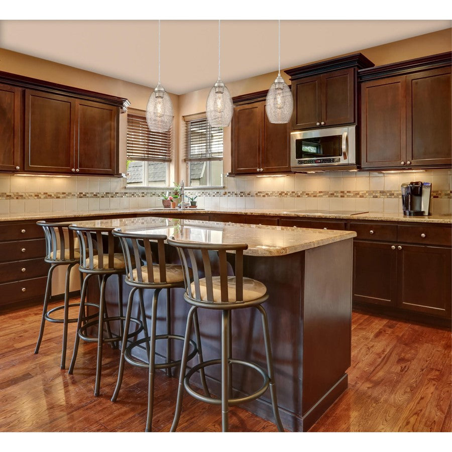 Westinghouse Carsley 11in 1-Light Mini Pendant | Contemporary Brushed Nickel and Clear Crackle Glass | Kitchen Island & Dining Room | Model 6105700