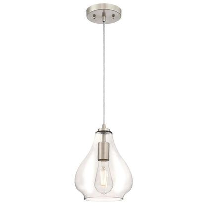 Westinghouse Wes 10in 1-Light Mini Pendant | Traditional Brushed Nickel and Clear Glass | Kitchen Island & Dining Room | Model 6106400