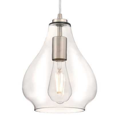 Westinghouse Wes 10in 1-Light Mini Pendant | Traditional Brushed Nickel and Clear Glass | Kitchen Island & Dining Room | Model 6106400