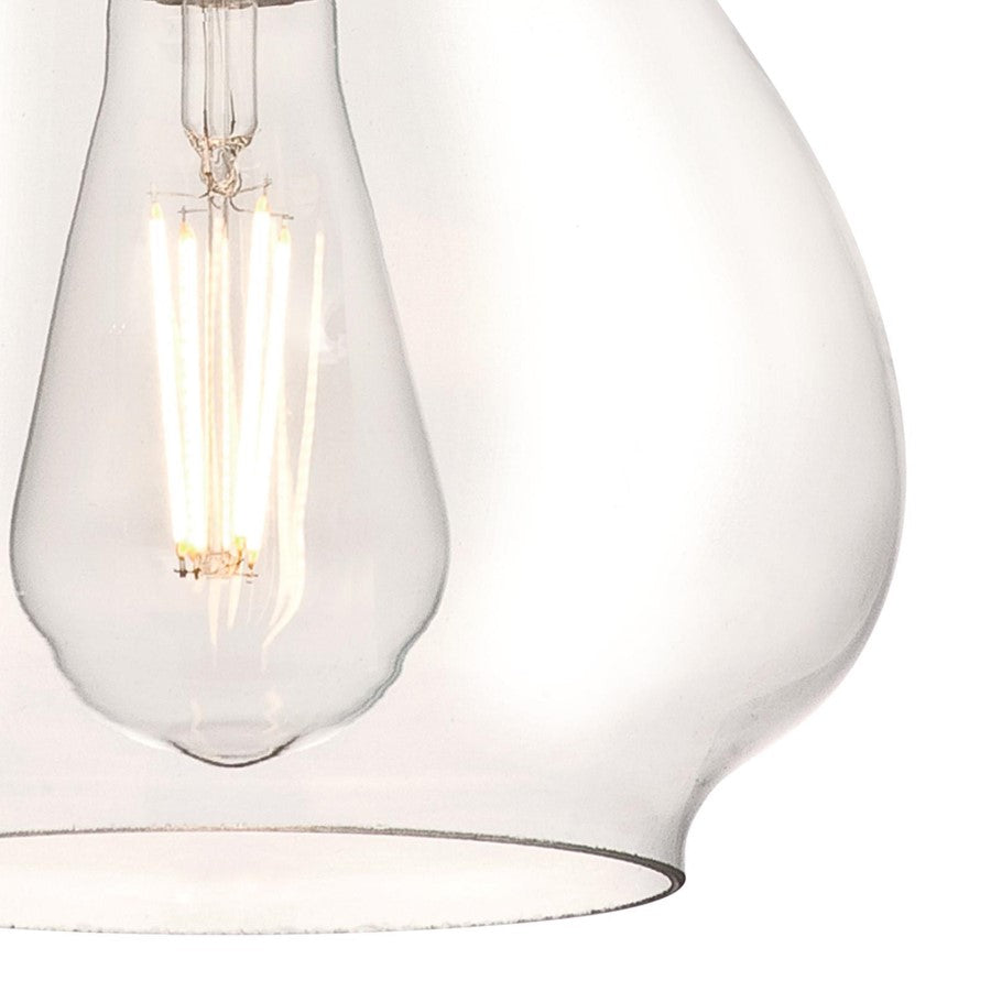 Westinghouse Wes 10in 1-Light Mini Pendant | Traditional Brushed Nickel and Clear Glass | Kitchen Island & Dining Room | Model 6106400