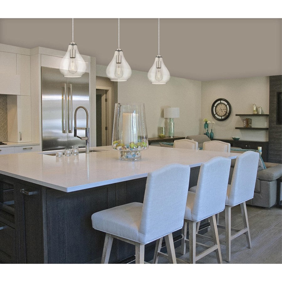 Westinghouse Wes 10in 1-Light Mini Pendant | Traditional Brushed Nickel and Clear Glass | Kitchen Island & Dining Room | Model 6106400