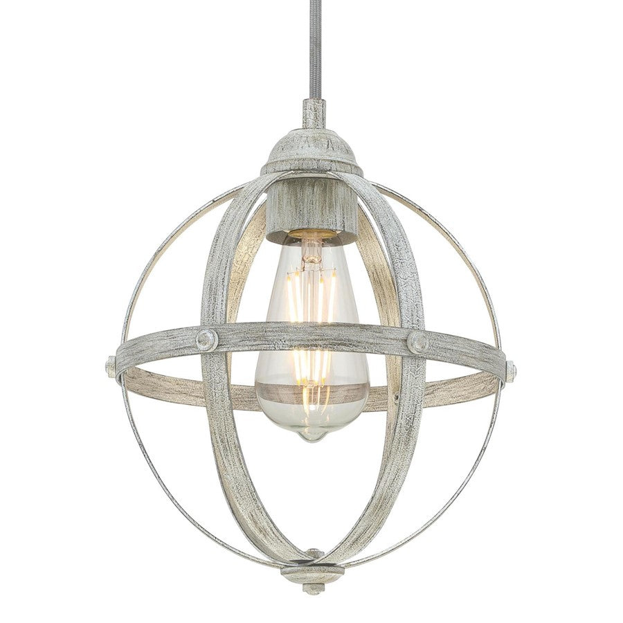 Westinghouse Stella Mira 9in 1-Light Pendant | Vintage Antique Ash Metal | Kitchen Island & Dining Room | 9 x 9 x 10 in | Model 6110700