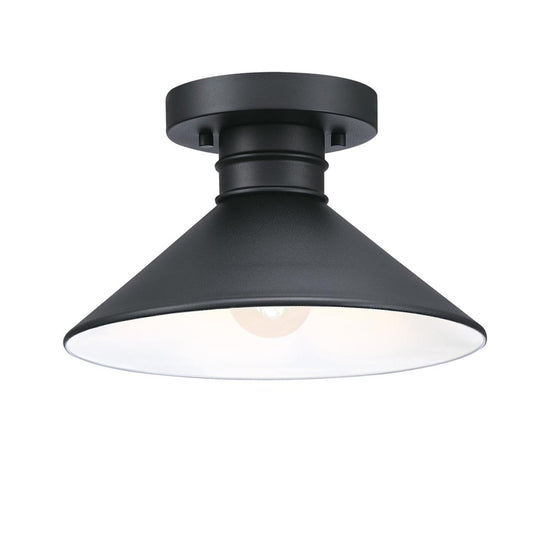 Westinghouse Watts Creek 11in 1-Light Semi-Flush Mount | Textured Black Metal Shade | Covered Porch & Entryway | 11 x 11 x 6 in | Model 6112900