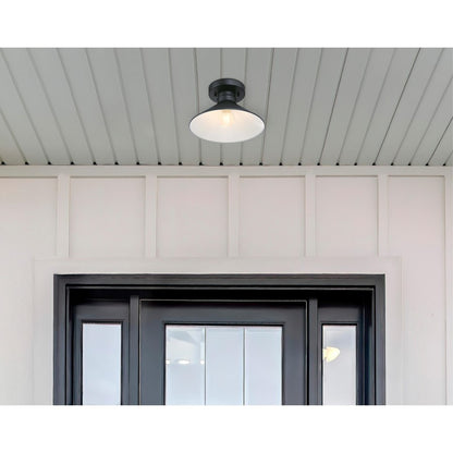 Westinghouse Watts Creek 11in 1-Light Semi-Flush Mount | Textured Black Metal Shade | Covered Porch & Entryway | 11 x 11 x 6 in | Model 6112900