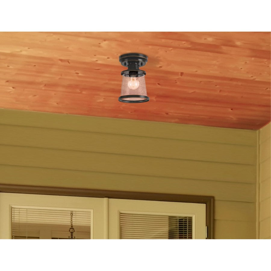 Westinghouse Emma Jane 9in 1-Light Semi-Flush Mount | Amber Bronze and Clear Seeded Glass | Covered Porch & Entryway | 9 x 9 x 6 in | Model 6113000