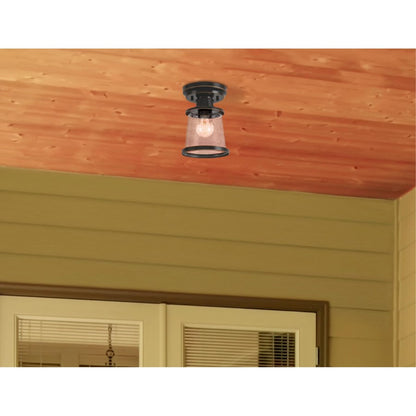 Westinghouse Emma Jane 9in 1-Light Semi-Flush Mount | Amber Bronze and Clear Seeded Glass | Covered Porch & Entryway | 9 x 9 x 6 in | Model 6113000