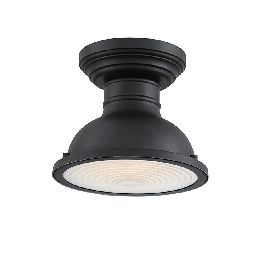 Westinghouse Orson 9in 1-Light Semi-Flush Mount | Textured Black and Frosted Prismatic Lens | Covered Porch & Entryway | 9 x 9 x 8 in | Model 6113200