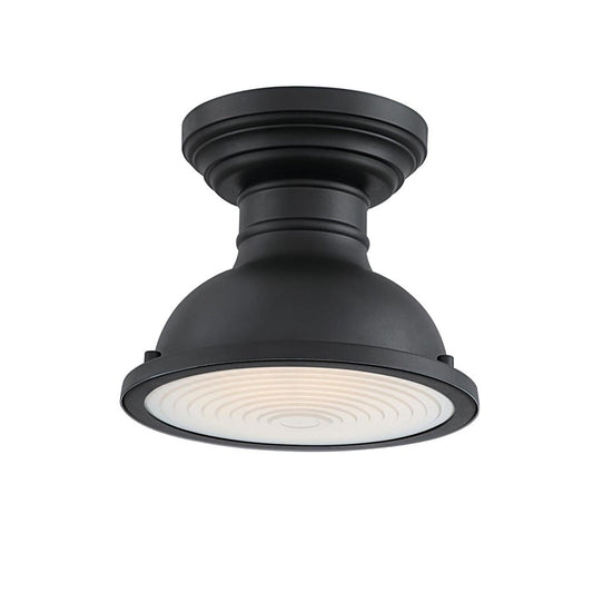 Westinghouse Orson 9in 1-Light Semi-Flush Mount | Textured Black and Frosted Prismatic Lens | Covered Porch & Entryway | 9 x 9 x 8 in | Model 6113200