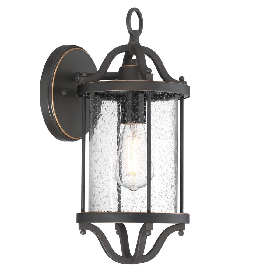 Westinghouse Isabelle 17in 1-Light Outdoor Wall Sconce | Oil Rubbed Bronze and Clear Seeded Glass | Entryway & Porch | 7 x 8 x 17 in | Model 6113500