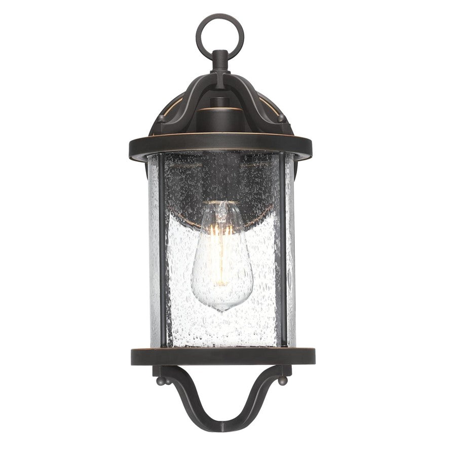 Westinghouse Isabelle 17in 1-Light Outdoor Wall Sconce | Oil Rubbed Bronze and Clear Seeded Glass | Entryway & Porch | 7 x 8 x 17 in | Model 6113500