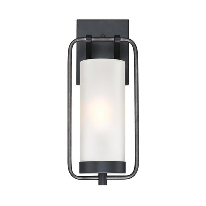 Westinghouse Galtero 1Lt Wall Light, Black/Dis Alum/White Frosted