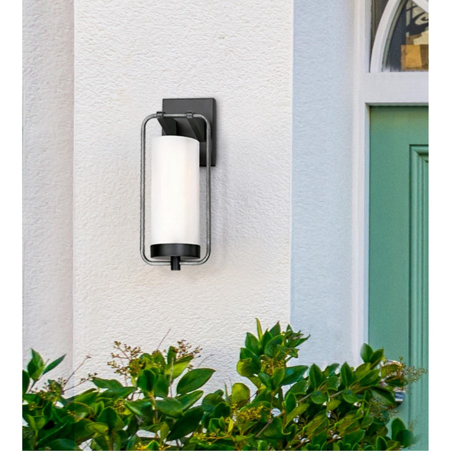 Westinghouse Galtero 1Lt Wall Light, Black/Dis Alum/White Frosted