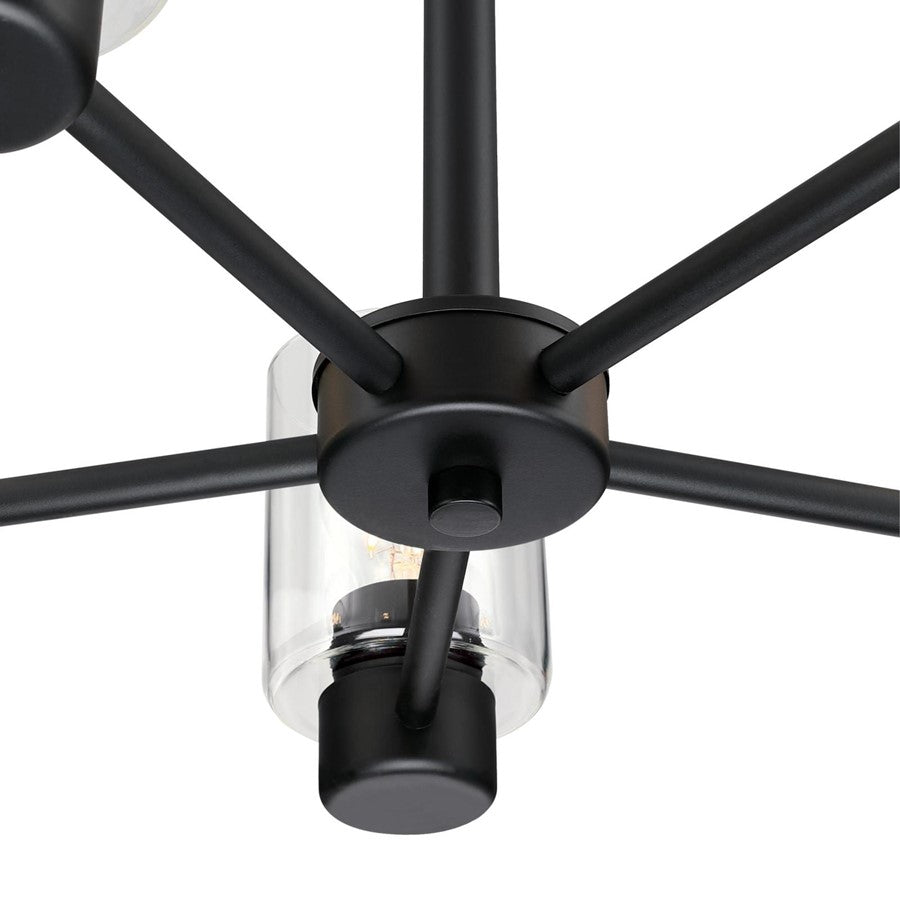 Westinghouse Sylvestre 21in 5-Light Chandelier | Matte Black and Clear Glass | Dining Room & Living Room | 20 x 20 x 18 in | Model 6115300