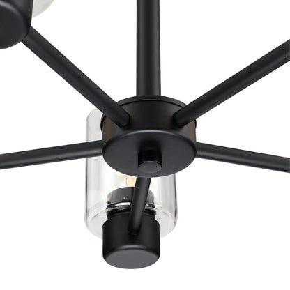 Westinghouse Sylvestre 21in 5-Light Chandelier | Matte Black and Clear Glass | Dining Room & Living Room | 20 x 20 x 18 in | Model 6115300
