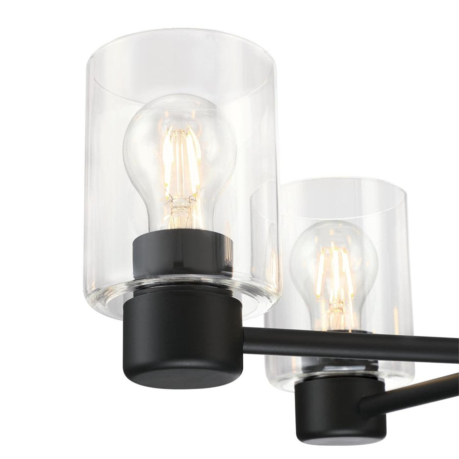 Westinghouse Sylvestre 21in 5-Light Chandelier | Matte Black and Clear Glass | Dining Room & Living Room | 20 x 20 x 18 in | Model 6115300
