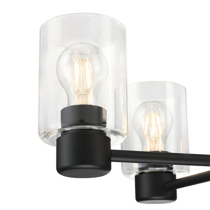Westinghouse Sylvestre 21in 5-Light Chandelier | Matte Black and Clear Glass | Dining Room & Living Room | 20 x 20 x 18 in | Model 6115300
