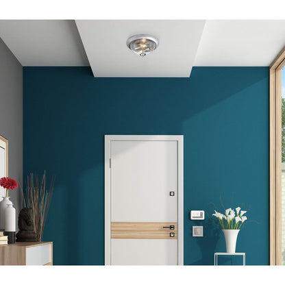 Westinghouse Basset 13in 2-Light Flush Mount | Brushed Nickel and Clear Seeded Glass | Bedroom & Hallway | 13 x 13 x 6 in | Model 6115900