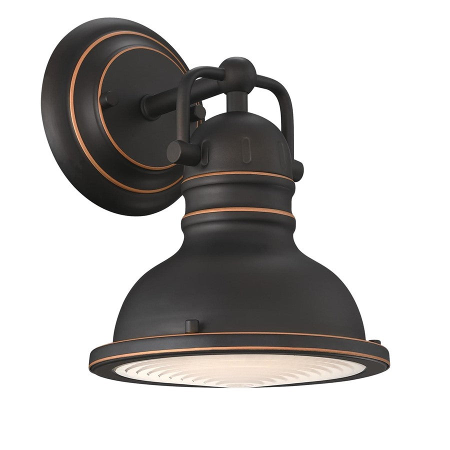 Westinghouse Boswell 7in 1-Light Wall Sconce | Vintage Oil-Rubbed Bronze and Frosted Prismatic Lens | Bathroom & Bedroom | Model 6116100