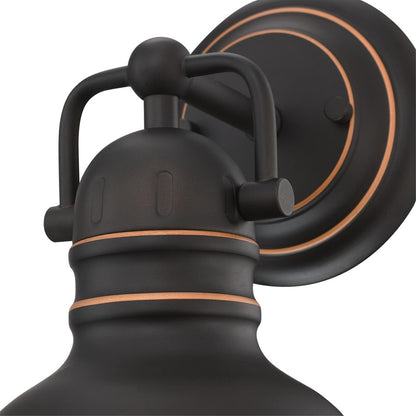 Westinghouse Boswell 7in 1-Light Wall Sconce | Vintage Oil-Rubbed Bronze and Frosted Prismatic Lens | Bathroom & Bedroom | Model 6116100