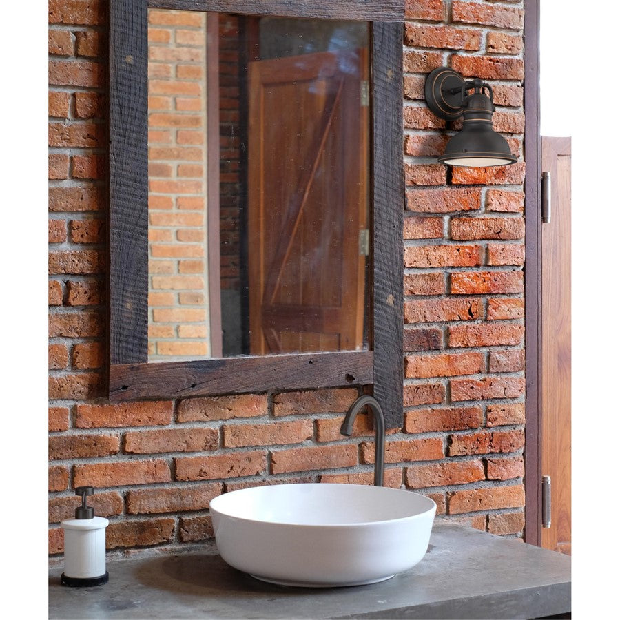 Westinghouse Boswell 7in 1-Light Wall Sconce | Vintage Oil-Rubbed Bronze and Frosted Prismatic Lens | Bathroom & Bedroom | Model 6116100