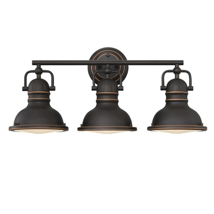 Westinghouse Boswell 23in 3-Light Vanity Light | Vintage Oil-Rubbed Bronze and Frosted Prismatic Lens | Bathroom & Bedroom | Model 6116200