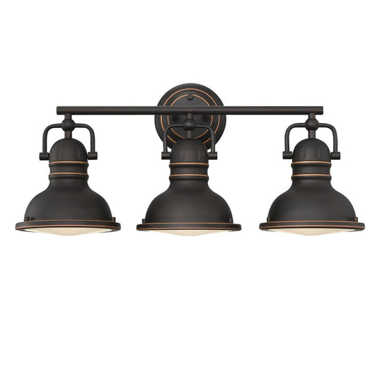 Westinghouse Boswell 23in 3-Light Vanity Light | Vintage Oil-Rubbed Bronze and Frosted Prismatic Lens | Bathroom & Bedroom | Model 6116200
