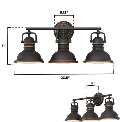 Westinghouse Boswell 23in 3-Light Vanity Light | Vintage Oil-Rubbed Bronze and Frosted Prismatic Lens | Bathroom & Bedroom | Model 6116200