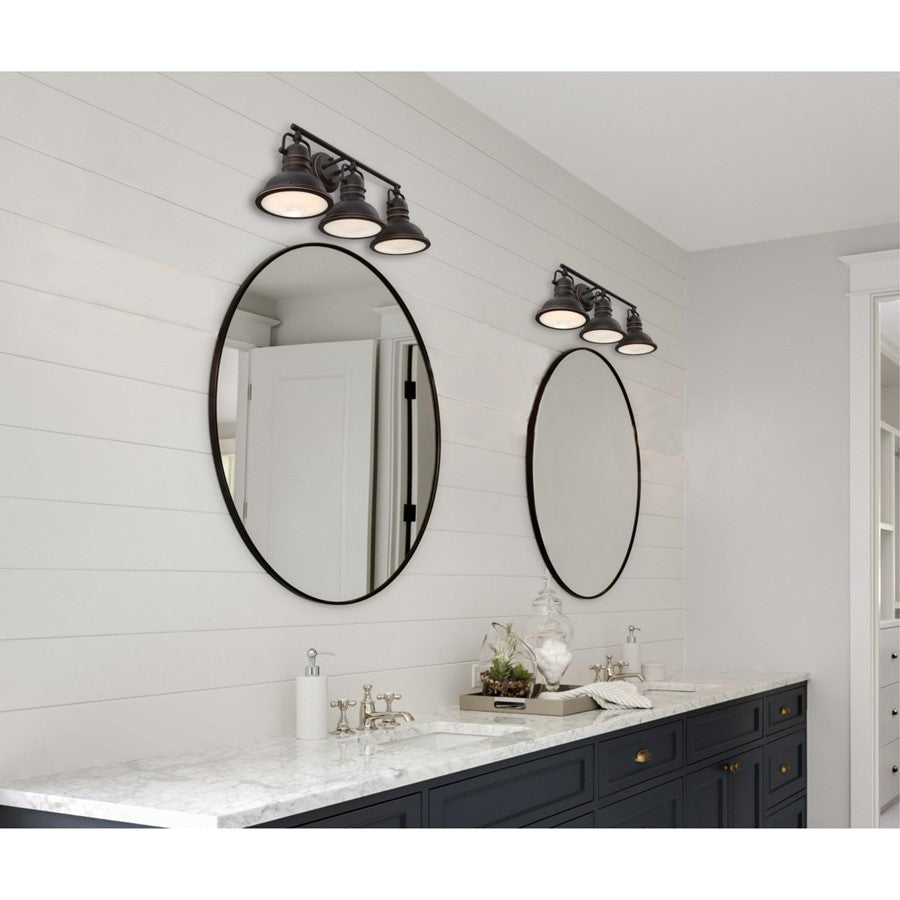 Westinghouse Boswell 23in 3-Light Vanity Light | Vintage Oil-Rubbed Bronze and Frosted Prismatic Lens | Bathroom & Bedroom | Model 6116200