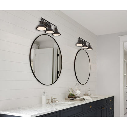 Westinghouse Boswell 23in 3-Light Vanity Light | Vintage Oil-Rubbed Bronze and Frosted Prismatic Lens | Bathroom & Bedroom | Model 6116200