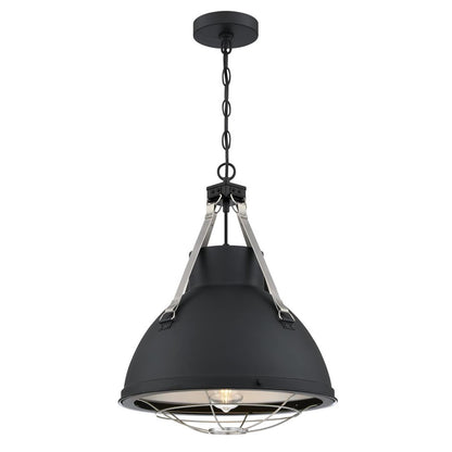 Westinghouse Bartley 16in 1-Light Pendant | Industrial Matte Black and Dark Pewter Cage Shade | Kitchen Island & Dining Room | Model 6116300