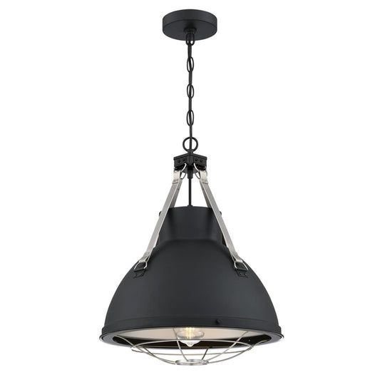 Westinghouse Bartley 16in 1-Light Pendant | Industrial Matte Black and Dark Pewter Cage Shade | Kitchen Island & Dining Room | Model 6116300